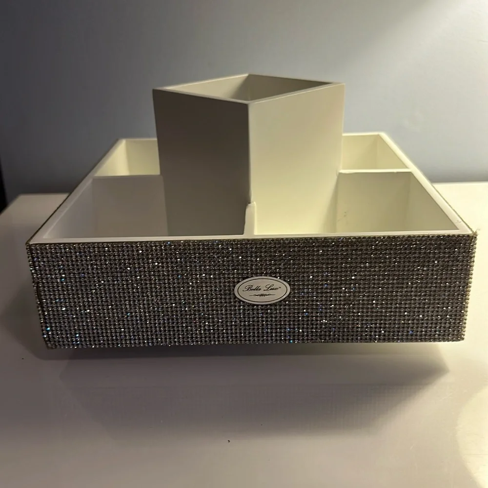 Rhinestone makeup caddy